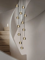 Black & Gold Crystal Chandelier LED Pendant Light Fixture Loft Staircase Lighting