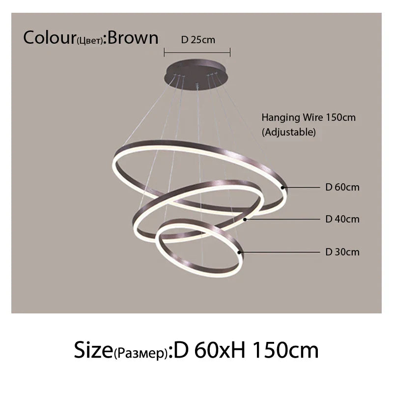 Sophisticated Duplex Living Room Chandelier & LED Circles Lighting Fixtures