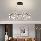 Wave Ring LED Pendant Chandelier for Living Room Bedroom, Modern Circle Lamp Fixture