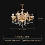European Crystal Chandelier | Luxe Villa Hall Lighting | Zinc Alloy Middle Floor Lamp