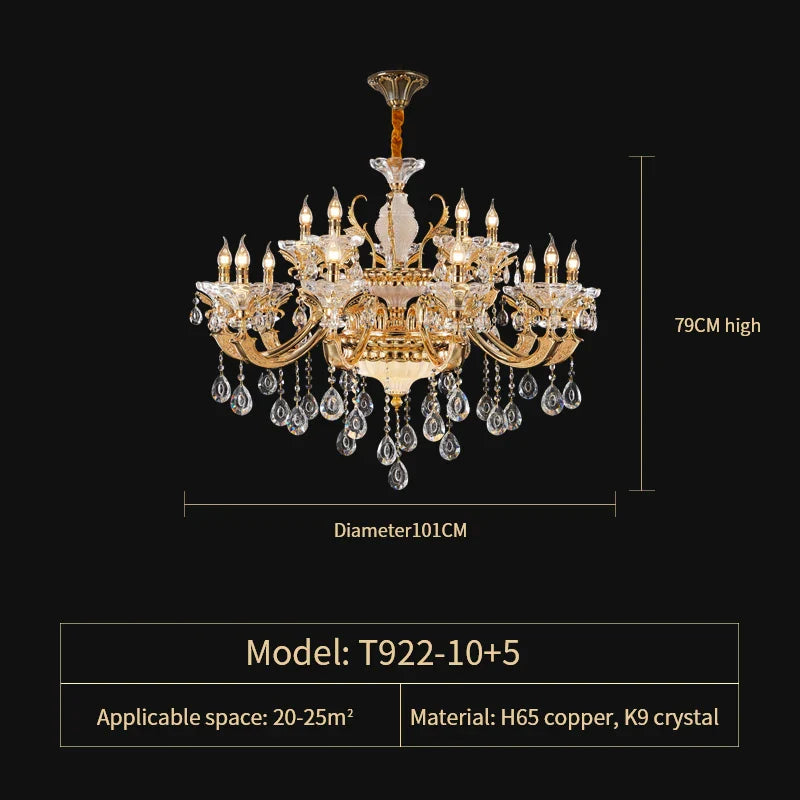 European Crystal Chandelier | Luxe Villa Hall Lighting | Zinc Alloy Middle Floor Lamp