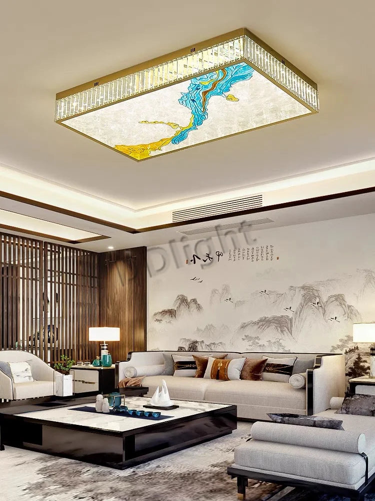 Luxury Crystal Glass Ceiling Light with LED Ring for Modern Villa Decor