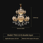 European Crystal Chandelier | Luxe Villa Hall Lighting | Zinc Alloy Middle Floor Lamp