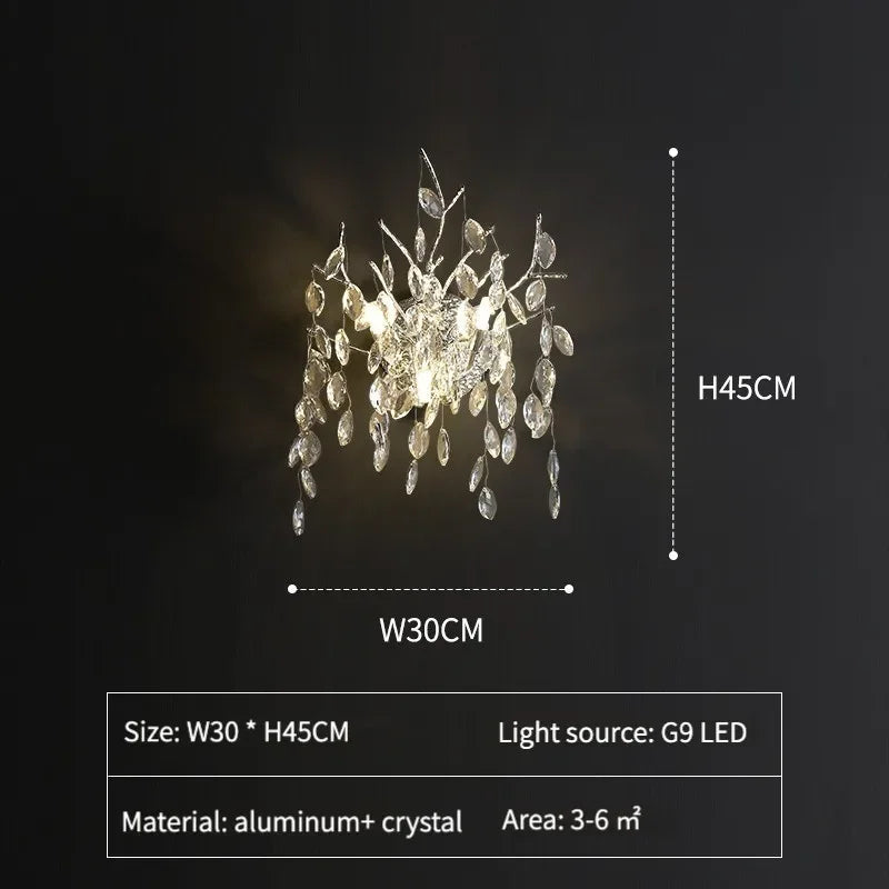 Crystal Pendant Chandelier Luxury LED Lighting Branch Design for Living and Dining Rooms