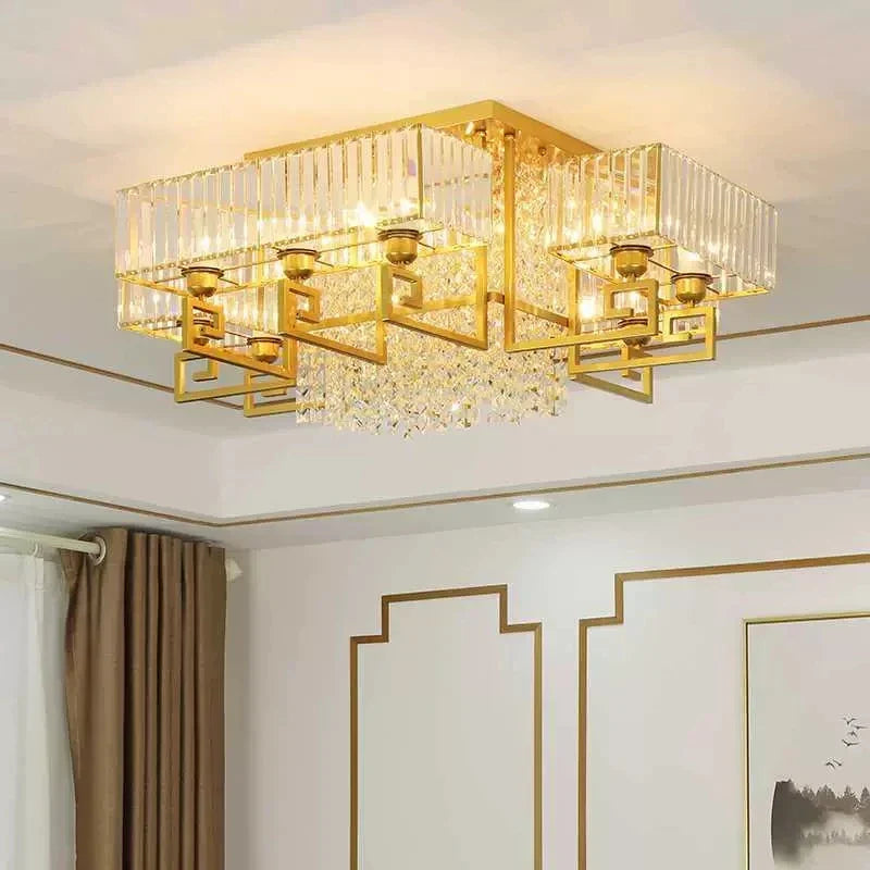 Crystal Rectangular Ceiling Light for Living Room, Bedroom, and Dining Room