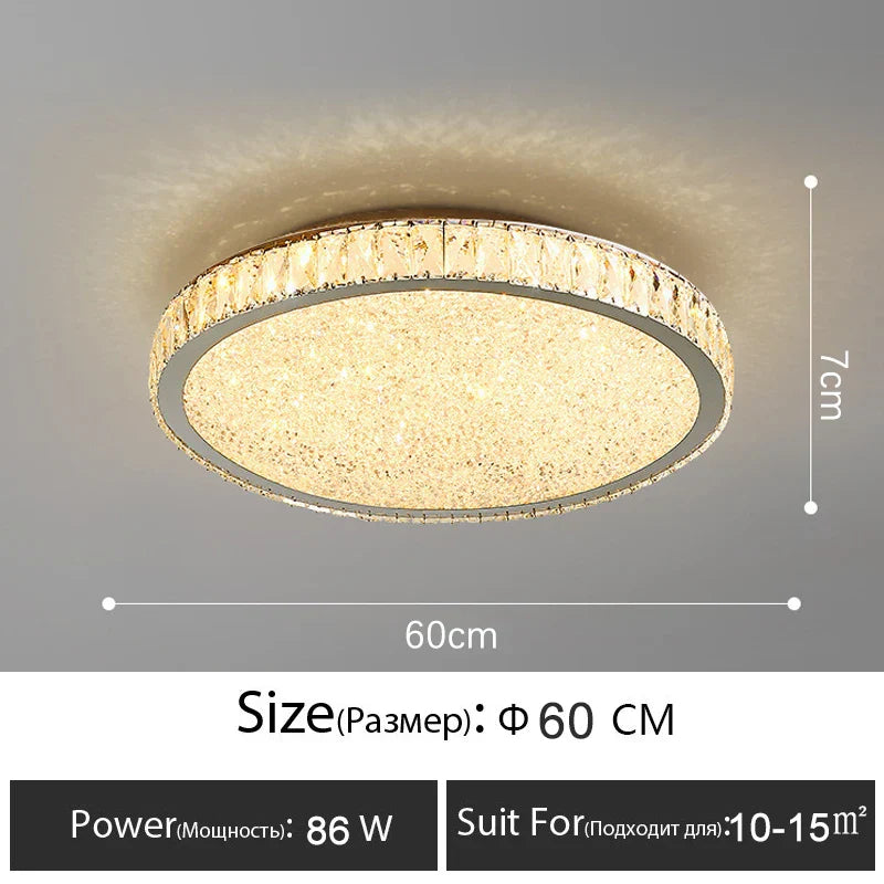 Crystal LED Ceiling Lamp: Luxury Golden Glossy Lighting Fixture for Living Room
