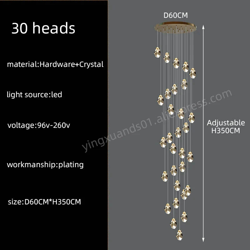 Nordic Crystal Chandelier | Living Room Villa Ceiling Light