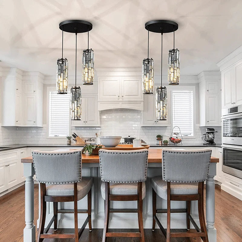 Mini Crystal Chandelier Black Chrome 3-Light for Dining Room Bedroom