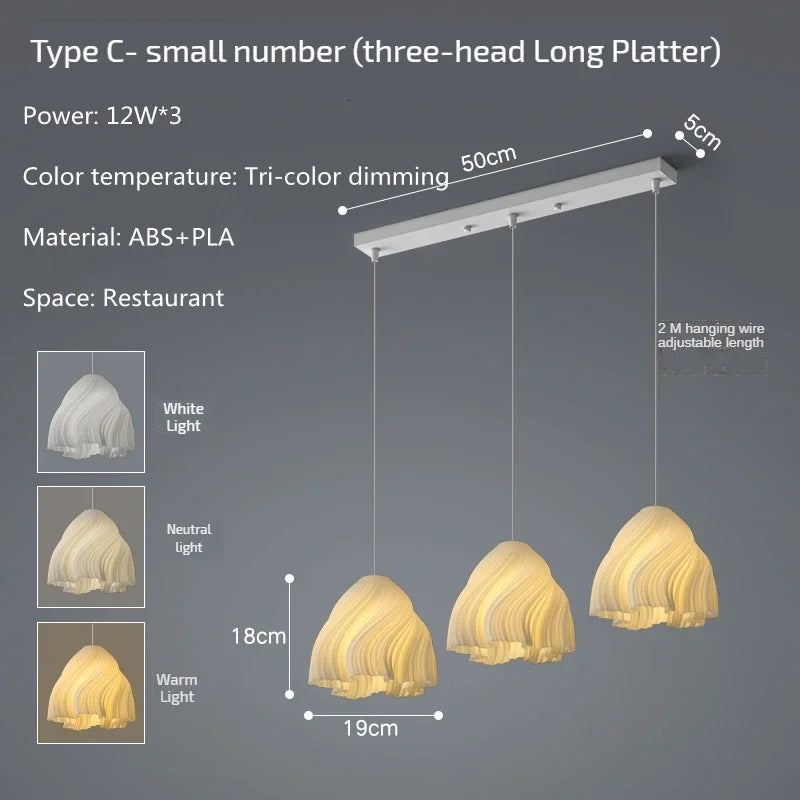 Modern 3D Printed Ceiling Chandelier for Living Room, Bedroom, and Dining Table