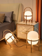 Japanese Style Glass Table Lamp with Wood/Metal Frame