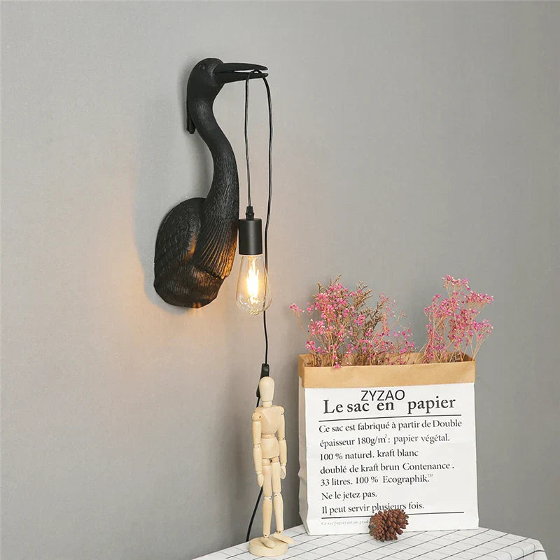 Nordic Crane Resin Wall Lamps for Bedroom, Living Room, Staircase, and Corridor