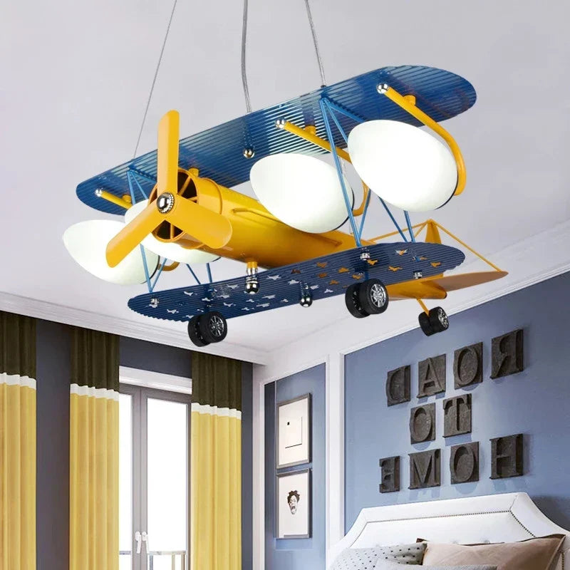 Cartoon Aircraft Ceiling Fan Light for Modern Children's Bedroom