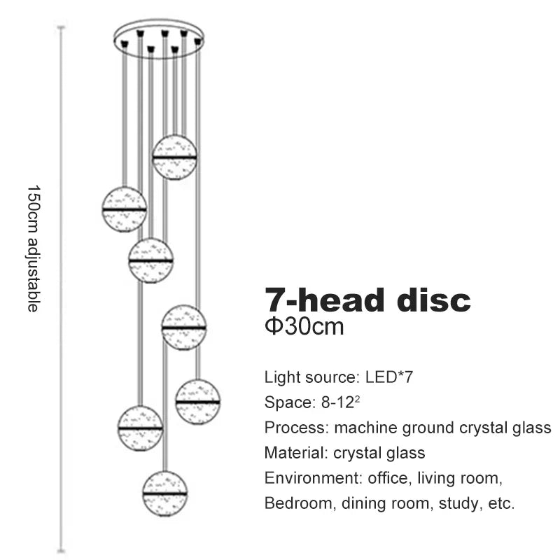 Crystal Ceiling Chandelier for Staircase & Hallway, Elegant Long Cable Pendant Light