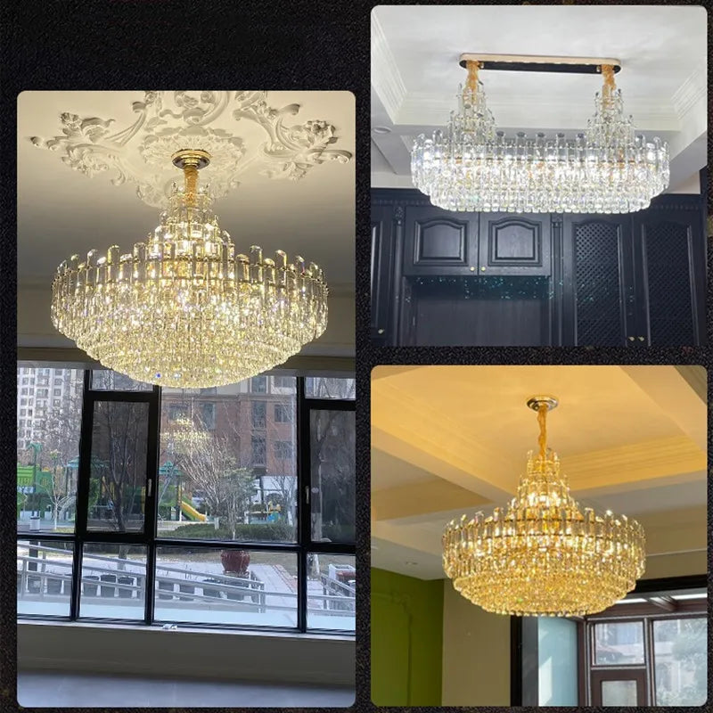 Modern Luxury Crystal Chandelier for Duplex Living Room, Dinning Decor Suspended Light