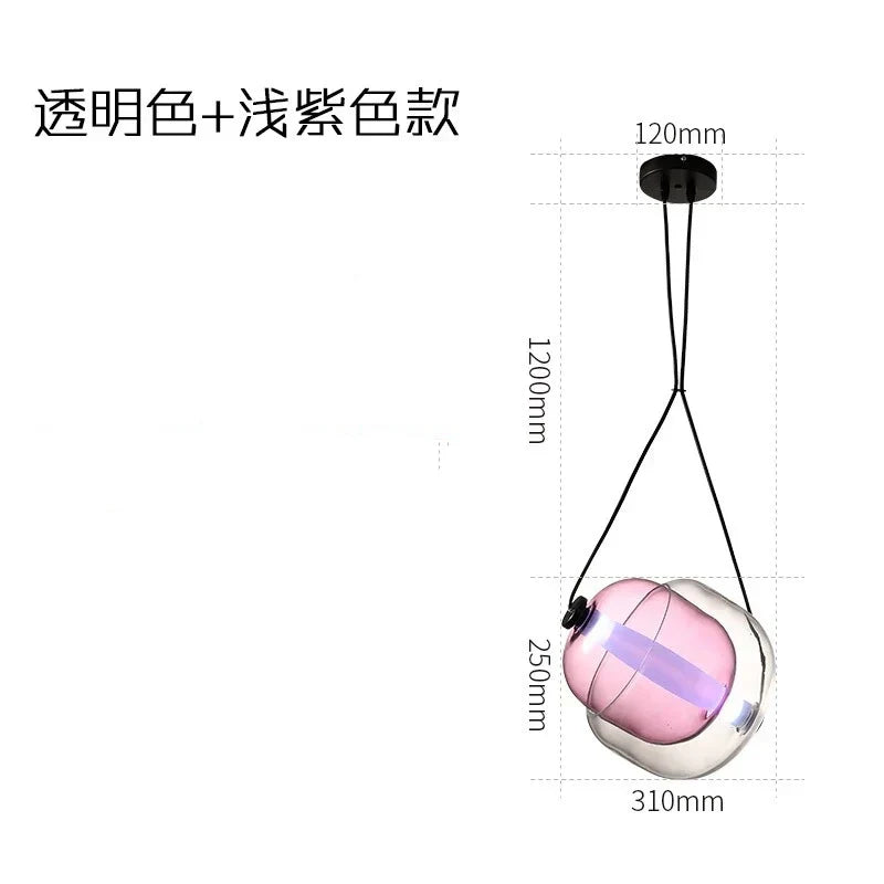 Czech Glass Capsule Pendant Light for Colorful LED Restaurant Bar Chandelier