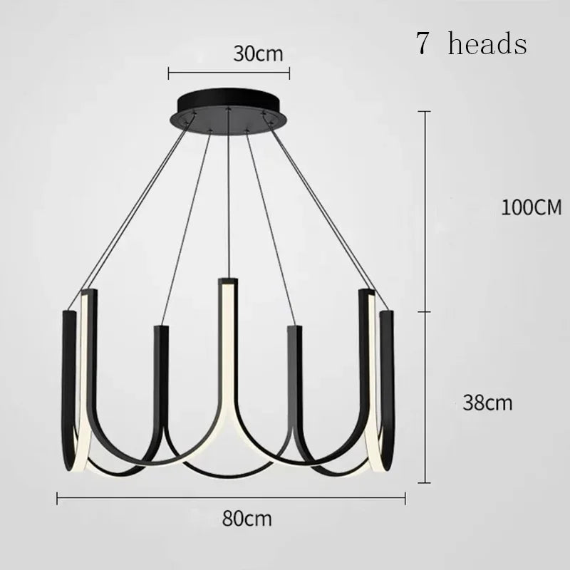 U-Shape LED Pendant Chandelier for Modern Minimalist Luxury Home Decor