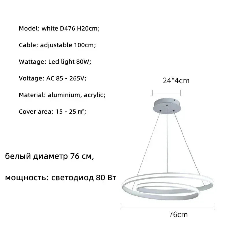 Nordic LED Pendant Lights Dimmable Hanging Lamp for Living Room and Bedroom
