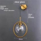 Golden Glass Ball Wall Sconce Light Fixture for Modern Living Room Decor