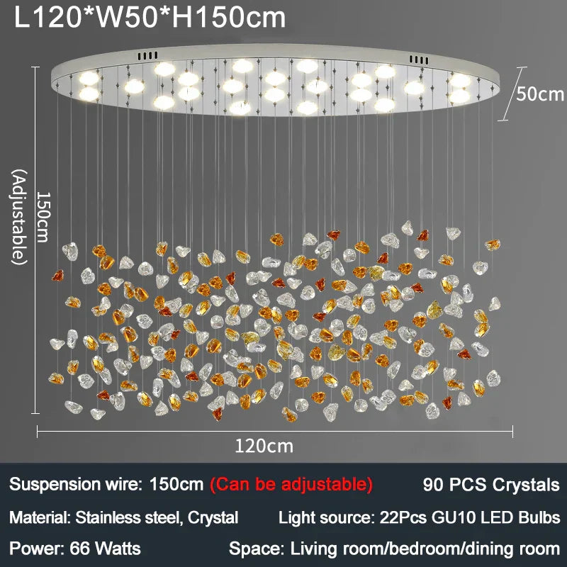 Colorful Crystal Stone Chandelier - Oval Lustre LED Home Decor Lighting