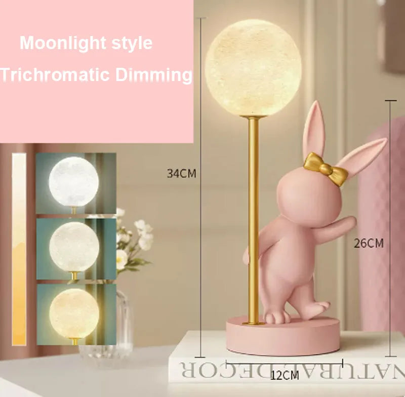Nordic Rabbit Table Lamp: Luxury Bunny Night Light for Bedroom, Wedding & Birthday Gift