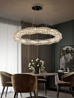 Modern Crystal Pendant Light Dimmable Remote Control Luxury Steel LED Lamp