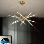 Modern LED Linear Chandelier: Creative Design Ceiling Lamp with Remote for Home Decor