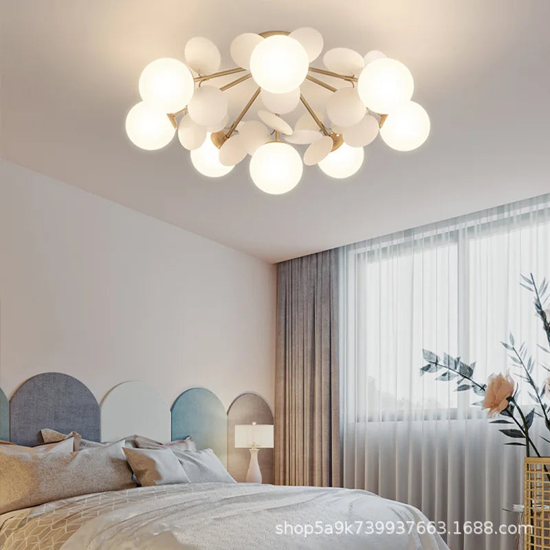 Kids' Room Glass Ball Chandelier, Modern LED Ceiling Light Fixture
