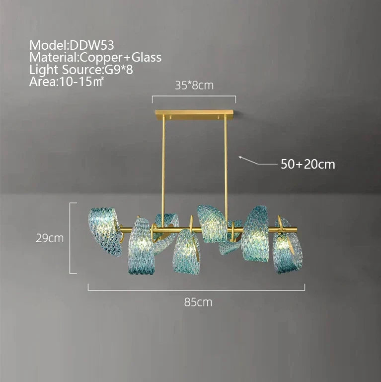 Peacock Leaf LED Copper Ceiling Chandelier for Living Room Décor