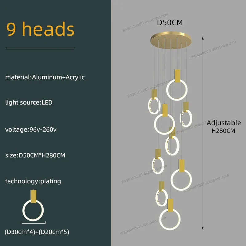 Modern Luxury Gold\Black Acrylic Loft Chandelier