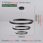 Round Ring LED Chandelier for Dining Room Bedroom Living Room Modern Nordic Decor