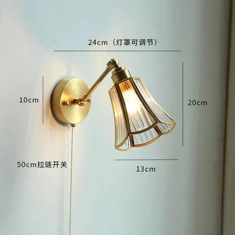 Copper LED Wall Sconce Mirror Stair Light with Pull Switch