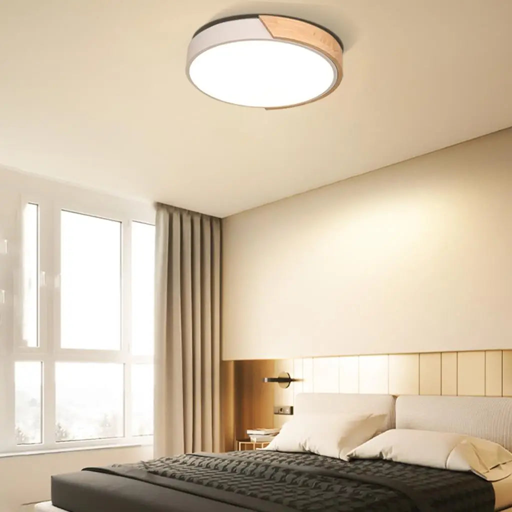 Nordic Wood Led Ceiling Light for Living Room Bedroom, Modern Indoor Decor Lighting