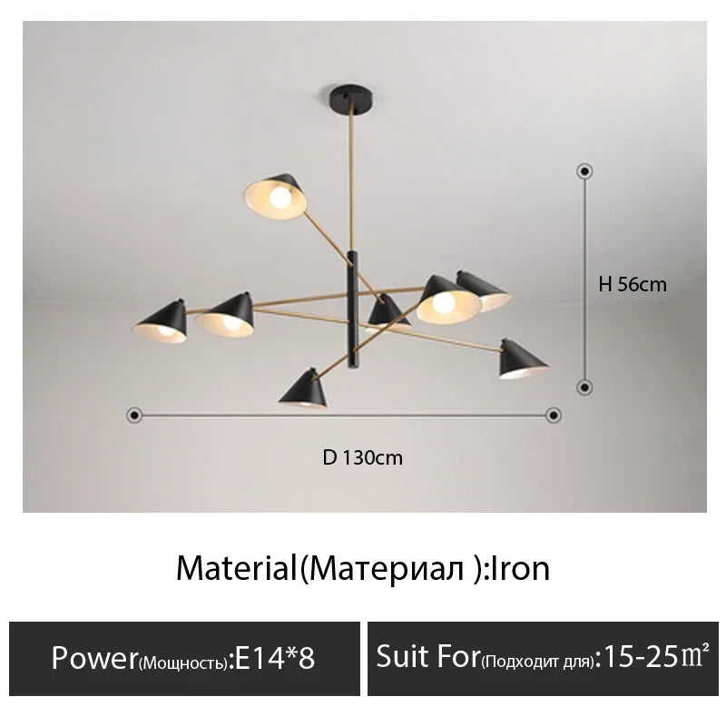 Cone Shade Chandelier: Minimalist Nordic Design for Living and Dining Rooms