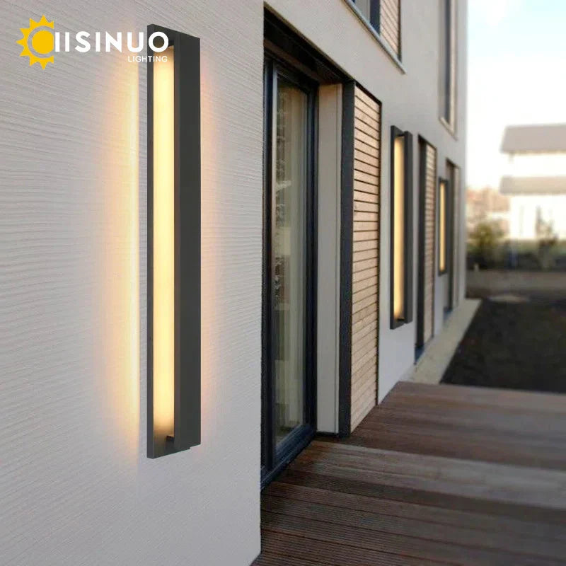 Outdoor Black Aluminum Wall Light LED Waterproof Linear Porch Lamp