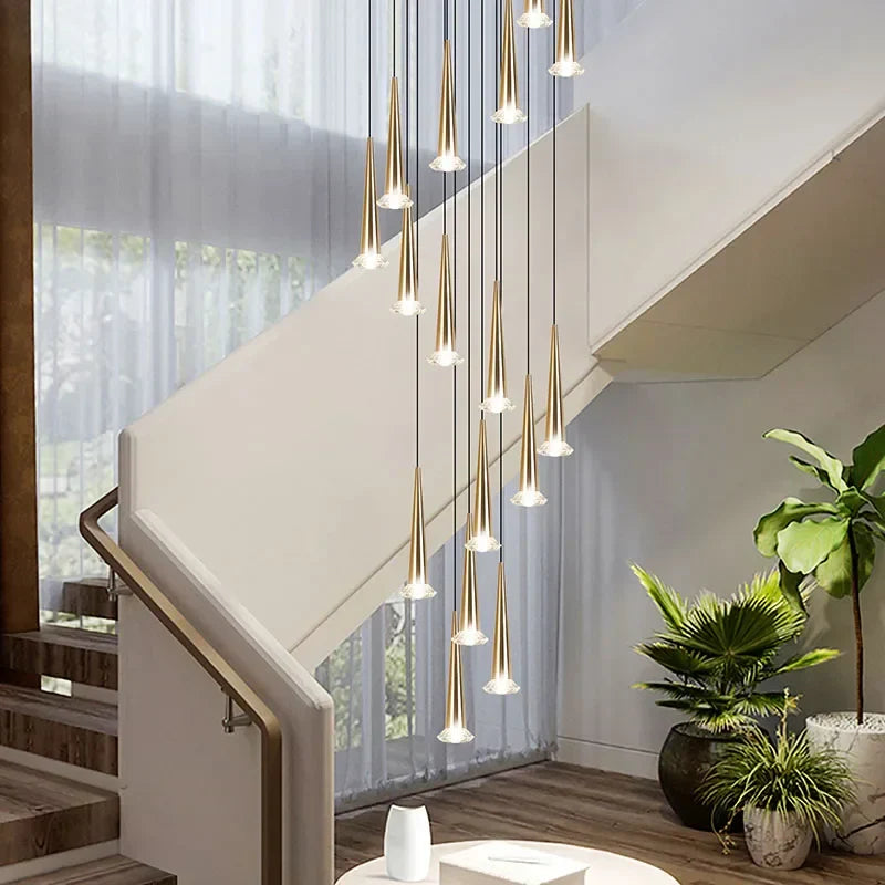 Crystal LED Chandelier: Luxury Pendant Light, Staircase Suspension Luminaire, Indoor Hanging Lamps