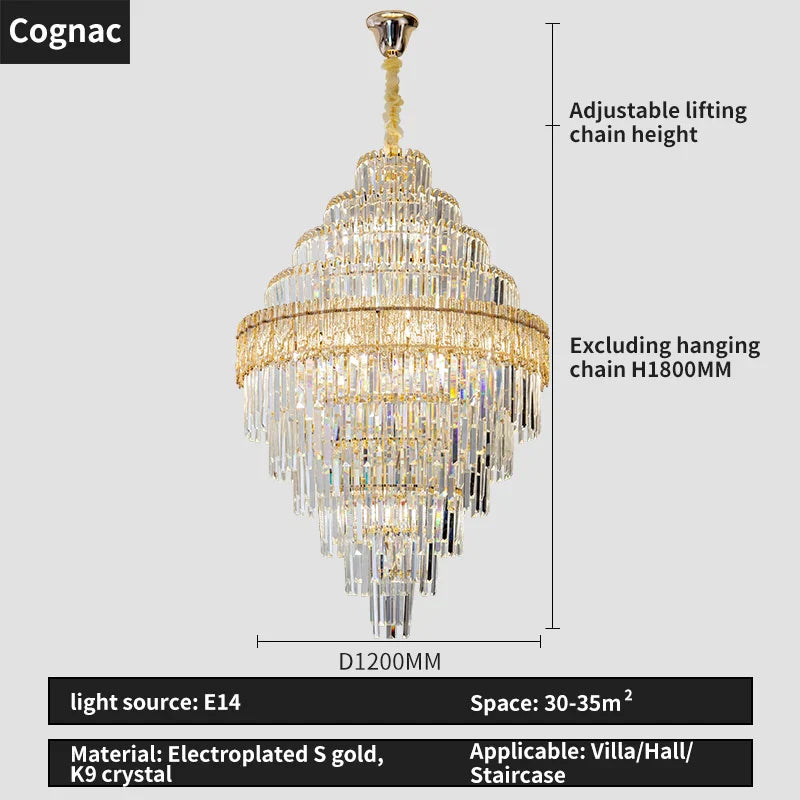 Elegant Crystal Chandelier: Modern European Lighting for Living, Dining & Bedroom