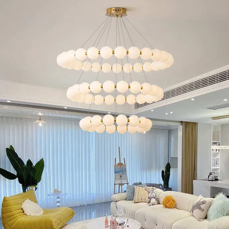 Nordic Ring LED Chandelier Acrylic Dimmable for Living Room Bedroom Hall