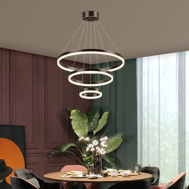 Nordic Circular Chandelier Hanging Pendant Light for Living Room and Dining Room