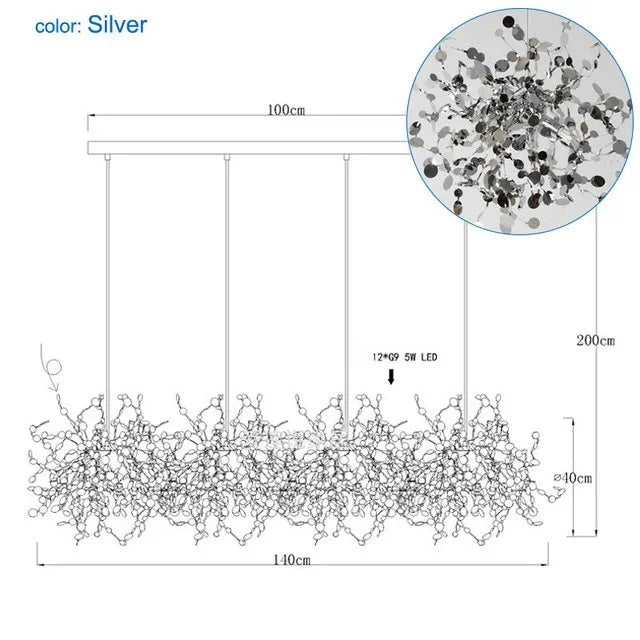 Stainless Steel Led Pendant Light for Dining Living Hotel Room_Hanging G9 Fixture