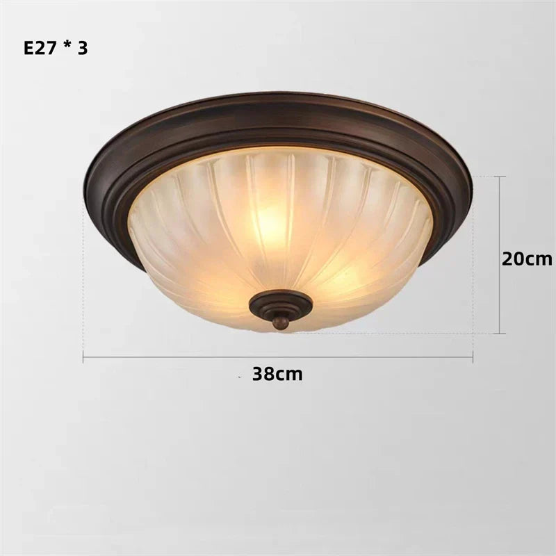 Black Bronze Ceiling Light with Frosted Glass Shade for Bedroom and Kitchen