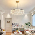 Luxury Crystal Pendant Lights Dimmable LED Foyer Chandelier