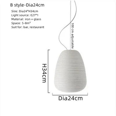 Glass Whorls Cocoon Pendant Light - Milky White, Modern Hanging Lamp