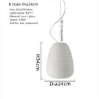 Glass Whorls Cocoon Pendant Light - Milky White, Modern Hanging Lamp