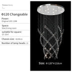 Crystal Chandelier for High Ceilings Living Room - Modern Luxury Spiral Stair Pendant Lamp