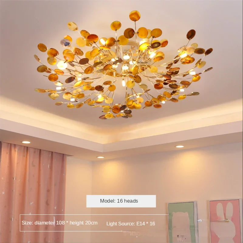 Nordic Jade Agate Leaf Ceiling Lamp for Modern Living Room Decor by Afralia™