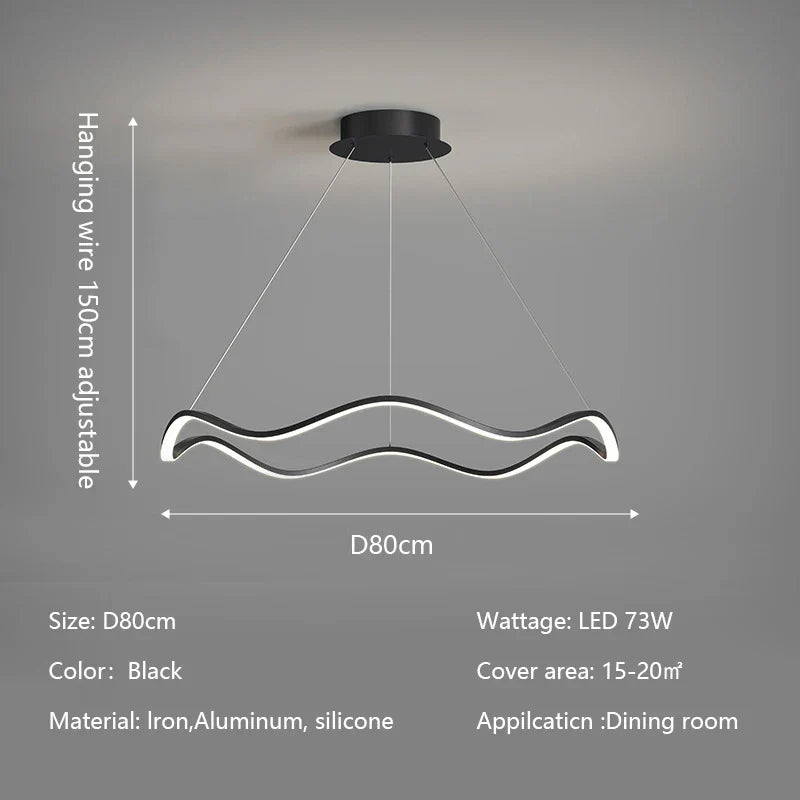 Circle Wave LED Pendant Chandelier for Modern Living Dining Bedroom Lighting