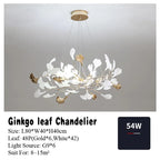Gold Branches Chandelier with Porcelain Leaves Pendant Light - Luxury Living room Decor