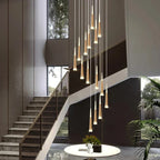 Black Stair Chandelier: Modern Duplex Living Room Dining Room LED Ceiling Light