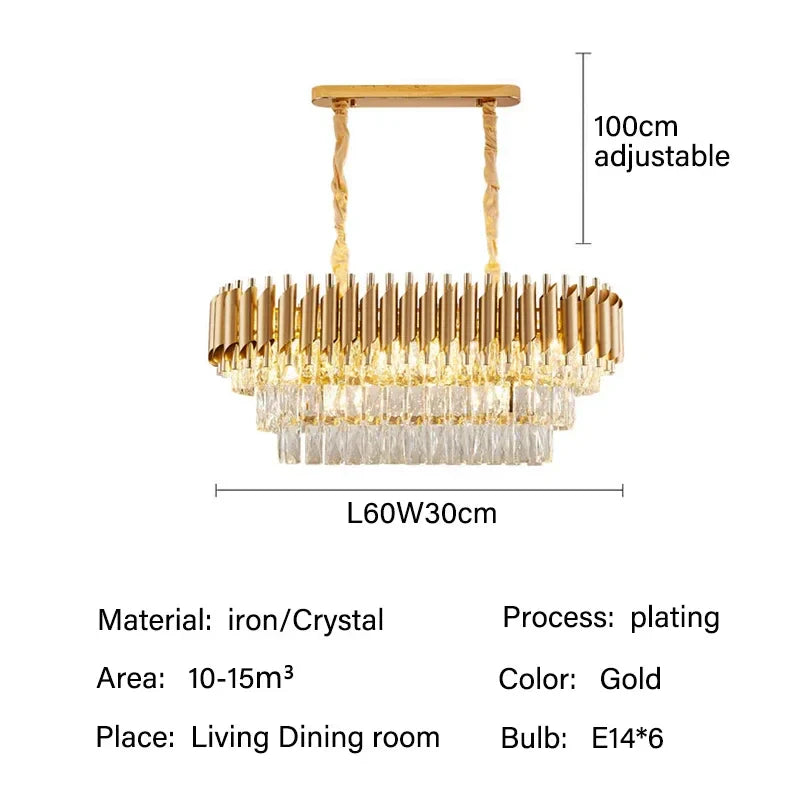 Crystal LED Pendant Chandelier: Modern Luxury Living Room Dining Lighting Fixture