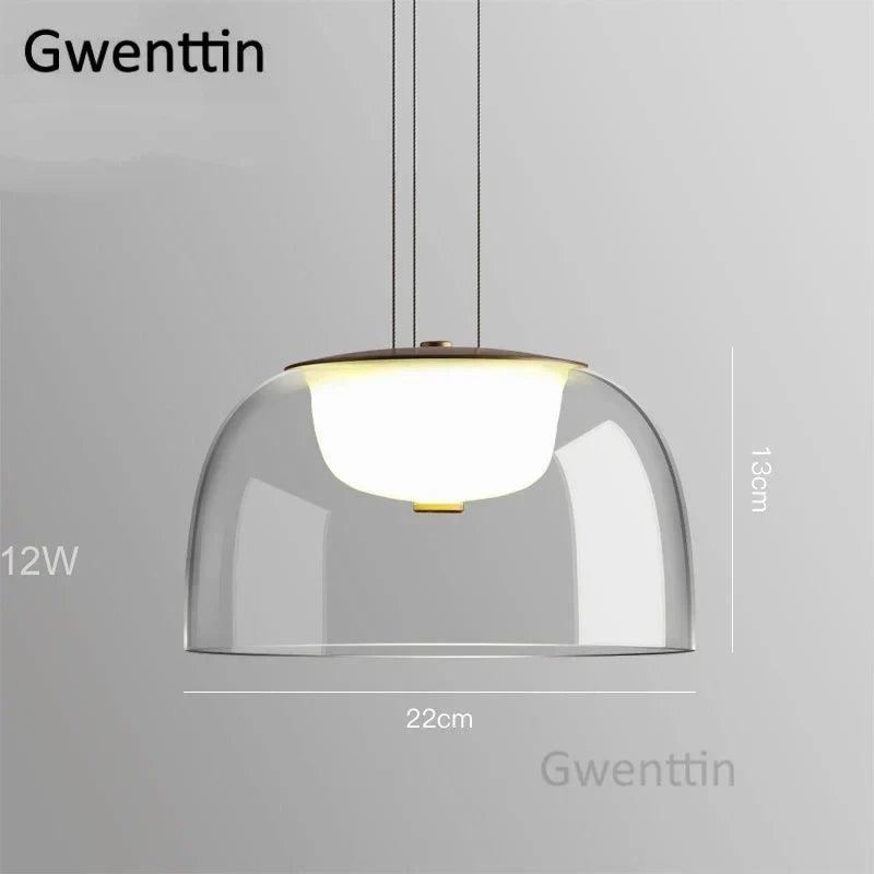 Glass Nordic Pendant Light: Modern LED Hanging Lamp for Home Decor